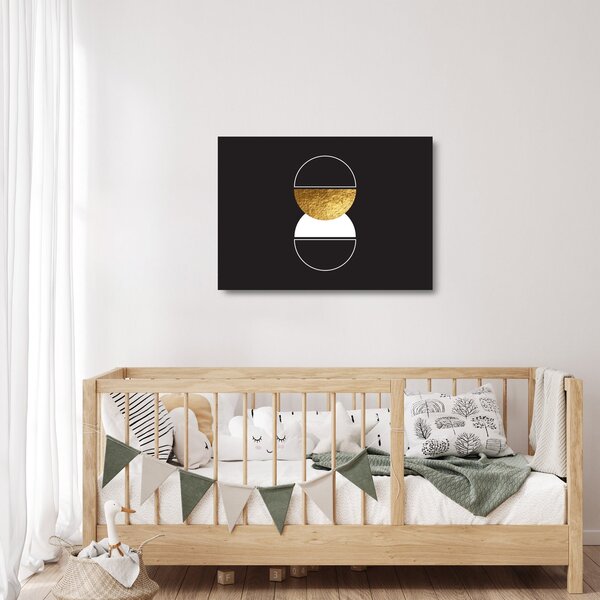 Staklena slika - Apstrakcija zlatna i crna N⁰2 (70x50 cm)