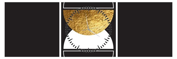 Slika - Apstrakcija zlatna i crna N⁰2 (sa satom) (90x30 cm)