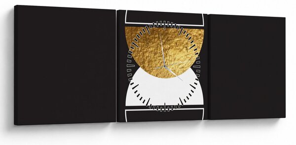 Slika - Apstrakcija zlatna i crna N⁰2 (sa satom) (90x30 cm)