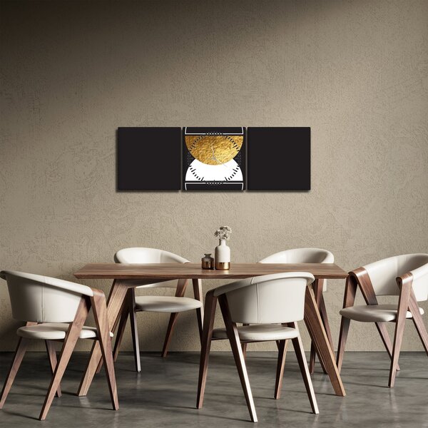 Slika - Apstrakcija zlatna i crna N⁰2 (sa satom) (90x30 cm)