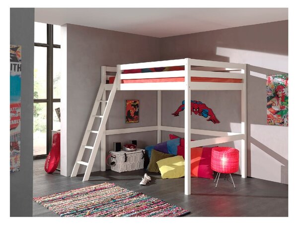 Bijeli dječji krevet s ljestvama Vipack Pino, 140 x 200 cm
