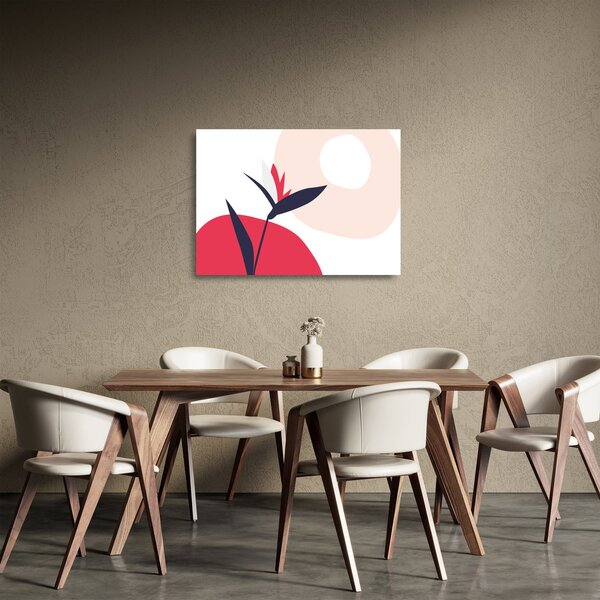 Staklena slika - Ružičasta cvjetna apstrakcija N⁰1 (70x50 cm)
