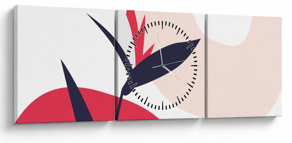Slika - Ružičasta cvjetna apstrakcija N⁰1 (sa satom) (90x30 cm)
