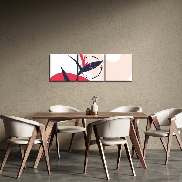 Slika - Ružičasta cvjetna apstrakcija N⁰1 (sa satom) (90x30 cm)