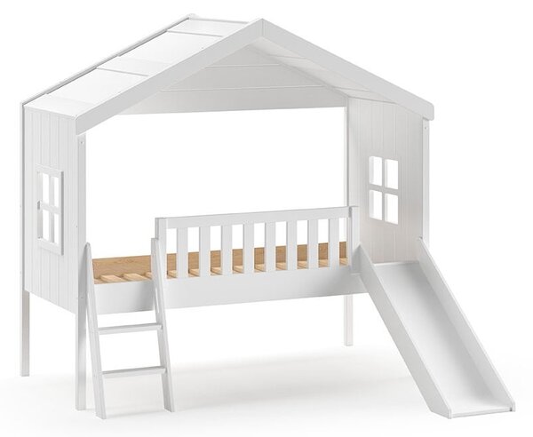 Bijeli dječji krevet od masivnog bora u obliku kućice/podignuti 90x200 cm – Vipack