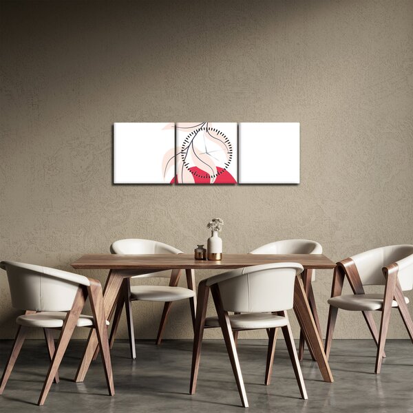 Slika - Ružičasta cvjetna apstrakcija N⁰2 (sa satom) (90x30 cm)