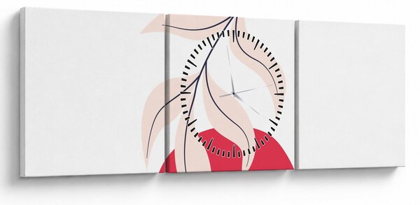 Slika - Ružičasta cvjetna apstrakcija N⁰2 (sa satom) (90x30 cm)