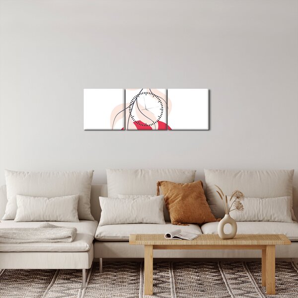 Slika - Ružičasta cvjetna apstrakcija N⁰2 (sa satom) (90x30 cm)