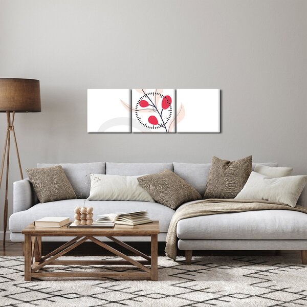 Slika - Ružičasta cvjetna apstrakcija N⁰3 (sa satom) (90x30 cm)