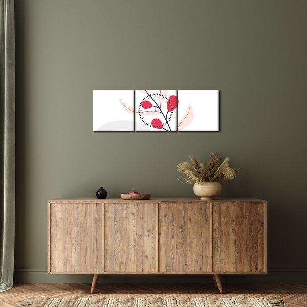 Slika - Ružičasta cvjetna apstrakcija N⁰3 (sa satom) (90x30 cm)