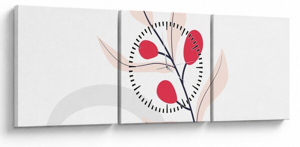 Slika - Ružičasta cvjetna apstrakcija N⁰3 (sa satom) (90x30 cm)