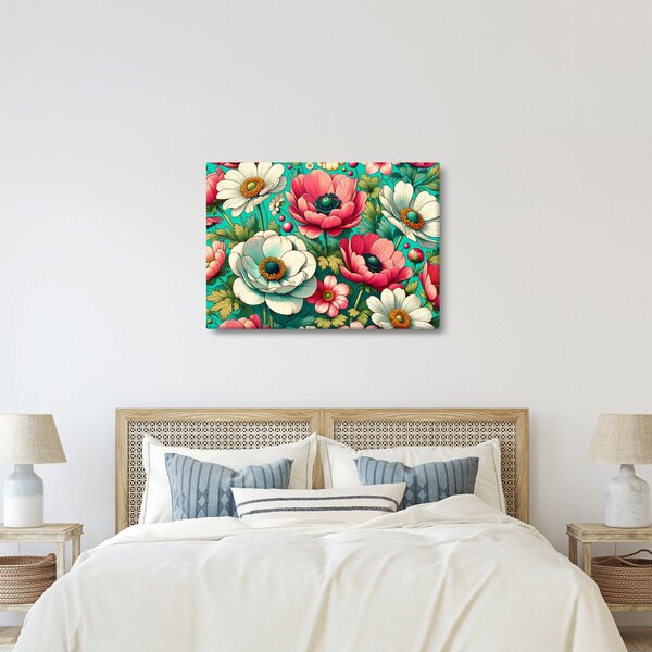 Slika - Cvijeće na plavoj pozadini (70x50 cm)