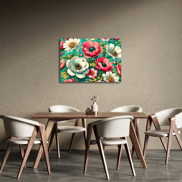Slika - Cvijeće na plavoj pozadini (70x50 cm)
