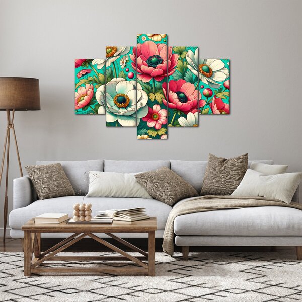 Slika - Cvijeće na plavoj pozadini (150x105 cm)