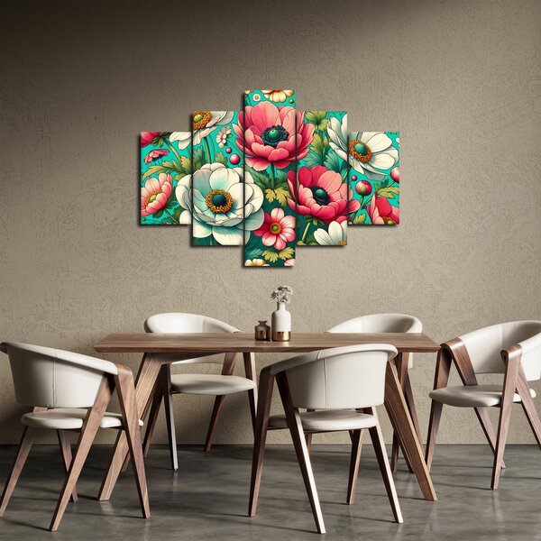 Slika - Cvijeće na plavoj pozadini (150x105 cm)