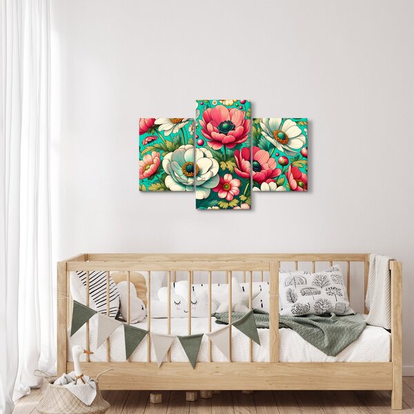 Slika - Cvijeće na plavoj pozadini (90x60 cm)