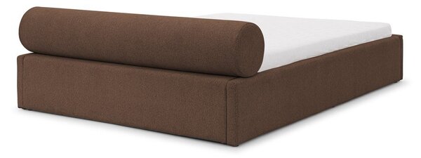 Smeđi tapecirani bračni krevet s prostorom za odlaganje s podnicom 180x200 cm Cille – Ropez