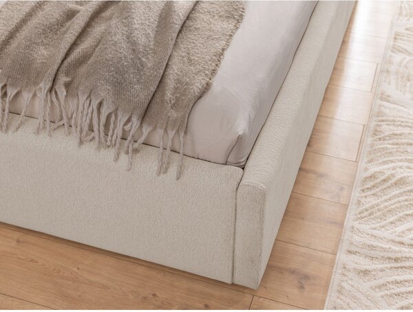 Bež tapecirani bračni krevet s prostorom za odlaganje s podnicom 180x200 cm Cille – Ropez