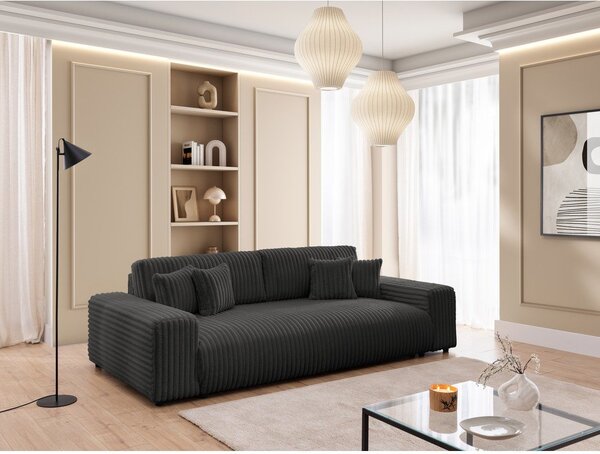 Tamno siva sklopiva/s prostorom za odlaganje sofa od samta 260 cm Justin – Ropez