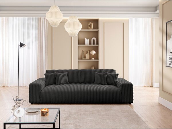 Tamno siva sklopiva/s prostorom za odlaganje sofa od samta 260 cm Justin – Ropez