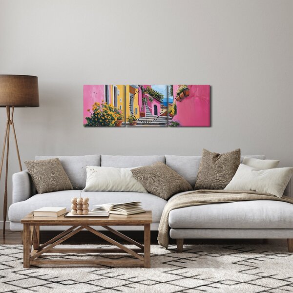 Slika - Ružičasta uličica (sa satom) (90x30 cm)