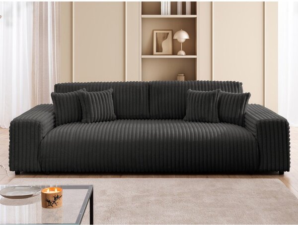 Tamno siva sklopiva/s prostorom za odlaganje sofa od samta 260 cm Justin – Ropez