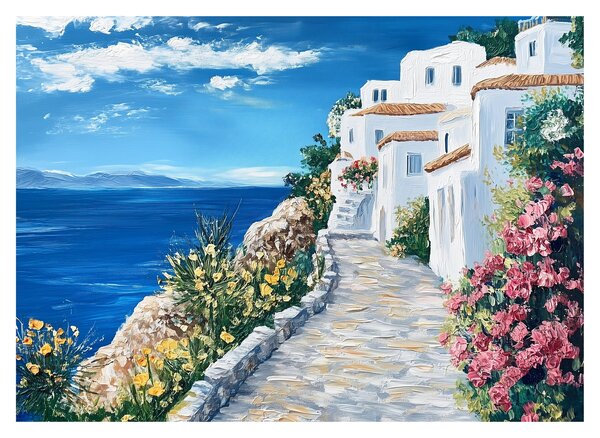 Staklena slika - Uličica uz more (70x50 cm)