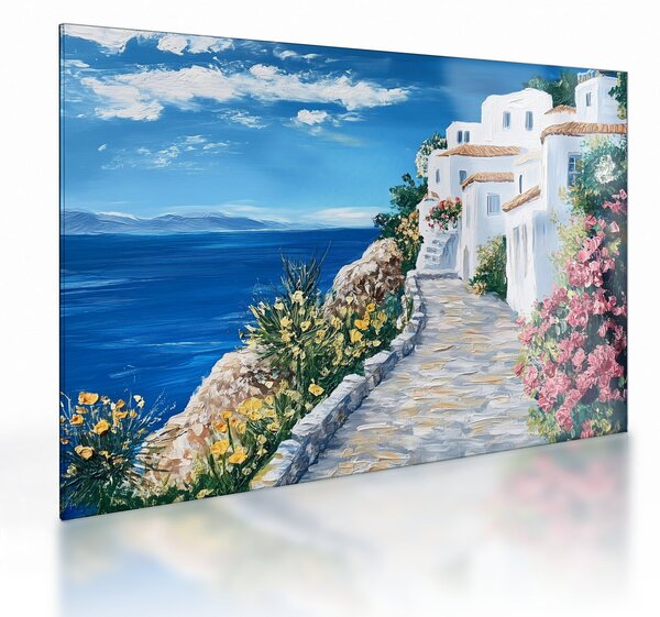 Staklena slika - Uličica uz more (70x50 cm)