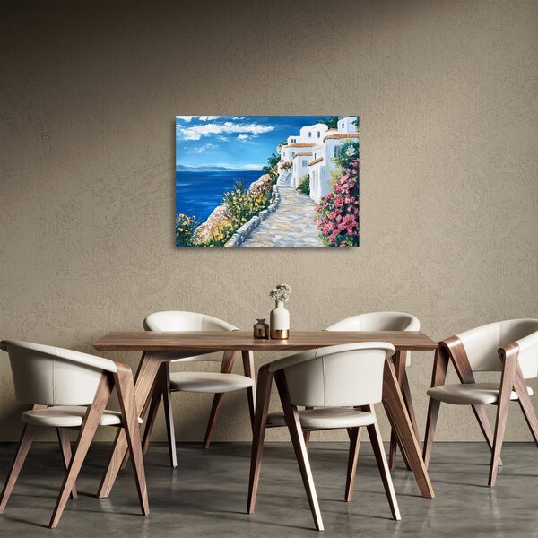 Staklena slika - Uličica uz more (70x50 cm)