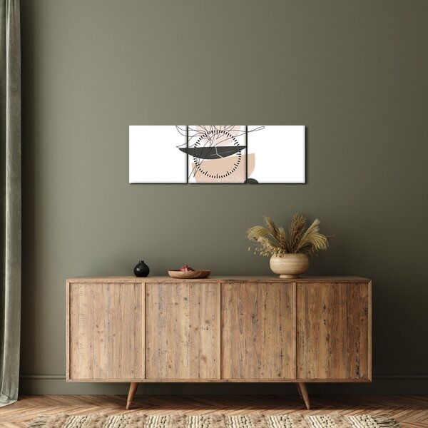 Slika - Crtano cvijeće N⁰1 (sa satom) (90x30 cm)