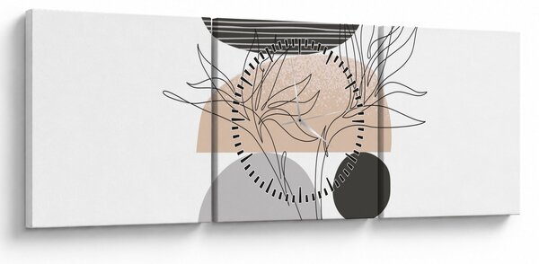 Slika - Crtano cvijeće N⁰2 (sa satom) (90x30 cm)