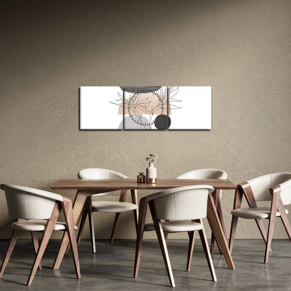 Slika - Crtano cvijeće N⁰2 (sa satom) (90x30 cm)