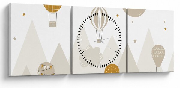 Slika - Leteći baloni (sa satom) (90x30 cm)