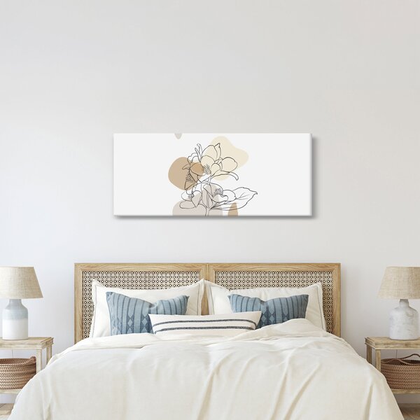 Slika - Bež cvijeće s leptirom N⁰1 (120x50 cm)