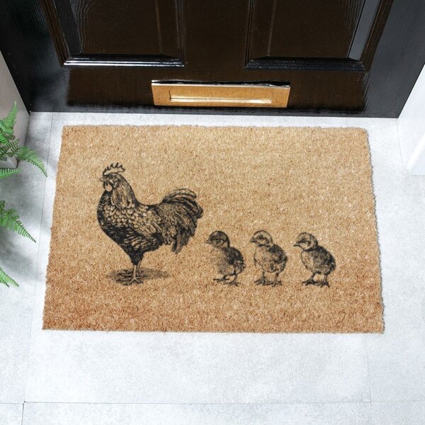 Otirač od kokosovih vlakana 40x60 cm Chickens and Chicks – Artsy Doormats