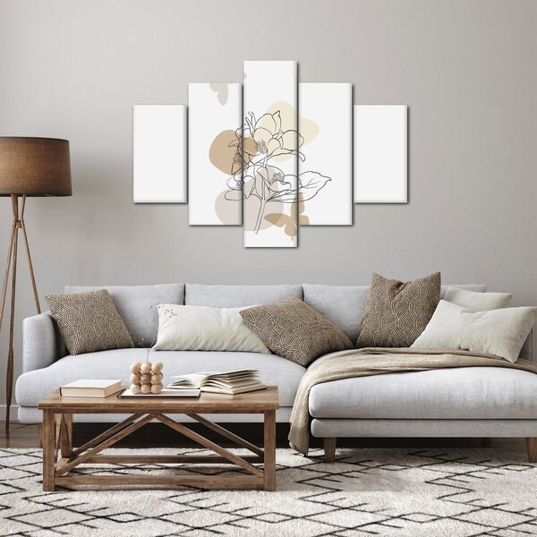 Slika - Bež cvijeće s leptirom N⁰1 (150x105 cm)
