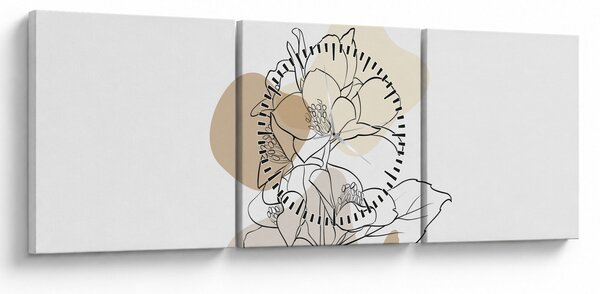 Slika - Bež cvijeće s leptirom N⁰1 (sa satom) (90x30 cm)