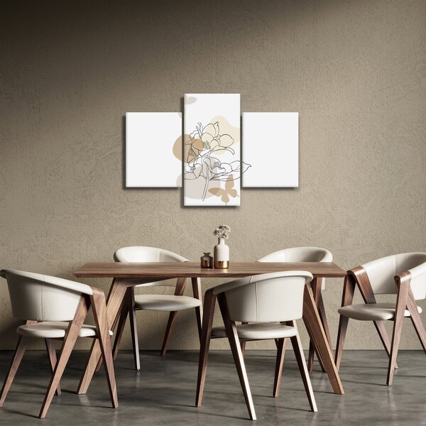 Slika - Bež cvijeće s leptirom N⁰1 (90x60 cm)