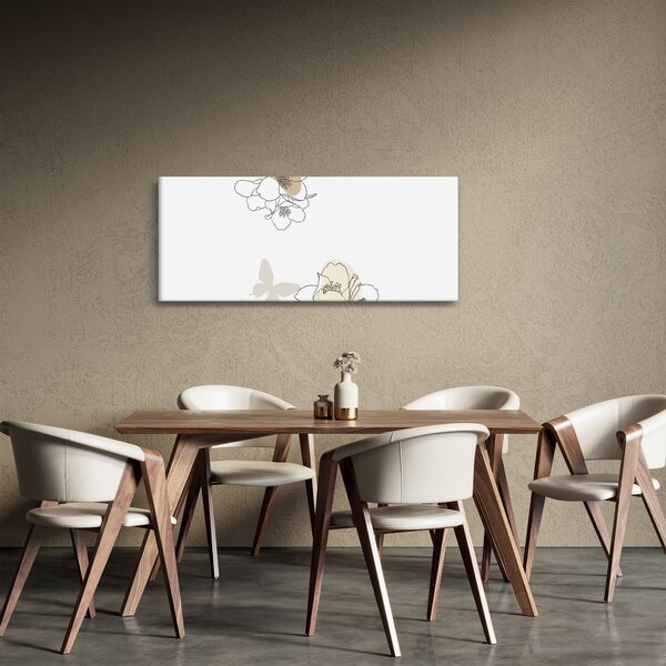 Slika - Bež cvijeće s leptirom N⁰2 (120x50 cm)