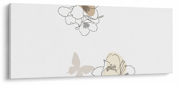 Slika - Bež cvijeće s leptirom N⁰2 (120x50 cm)