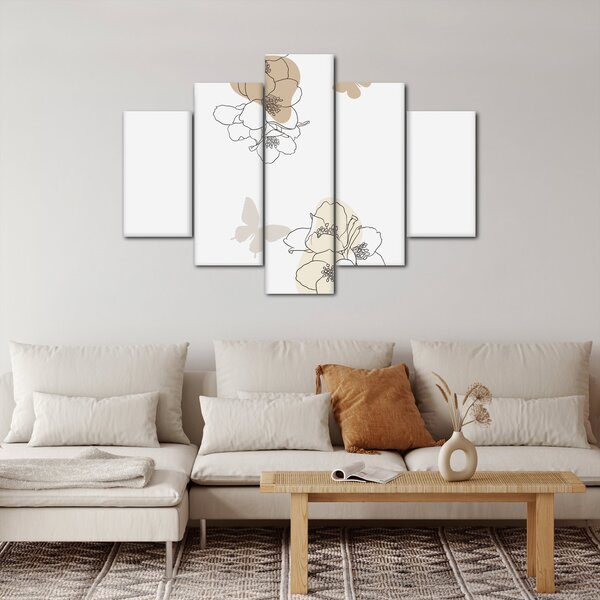 Slika - Bež cvijeće s leptirom N⁰2 (150x105 cm)