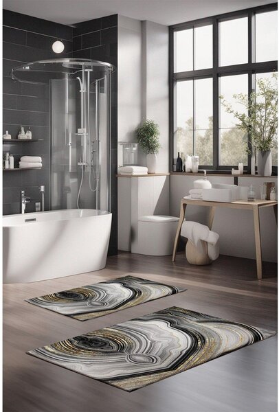 Sive/u zlatnoj boji kupaonske prostirke u setu 2 kom 60x100 cm CT – Foutastic