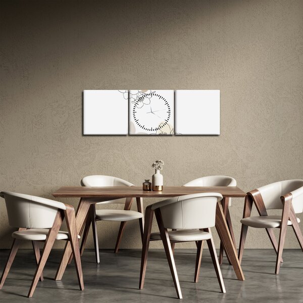 Slika - Bež cvijeće s leptirom N⁰2 (sa satom) (90x30 cm)