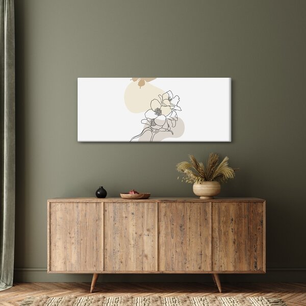 Slika - Bež cvijeće s leptirom N⁰3 (120x50 cm)