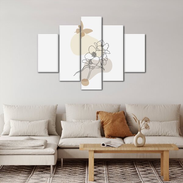 Slika - Bež cvijeće s leptirom N⁰3 (150x105 cm)