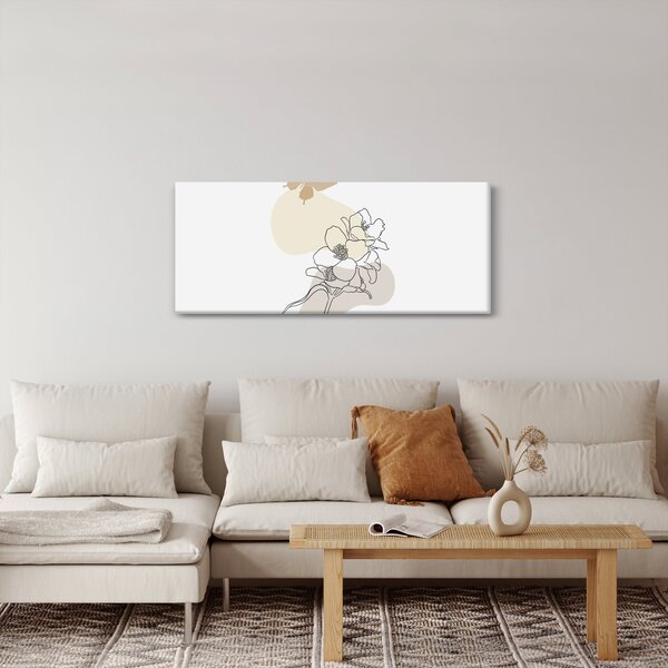 Slika - Bež cvijeće s leptirom N⁰3 (120x50 cm)