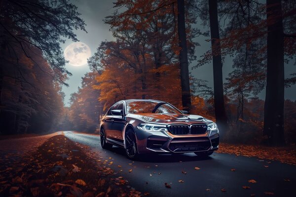 Slika BMW u punom mjesecu