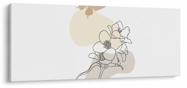 Slika - Bež cvijeće s leptirom N⁰3 (120x50 cm)