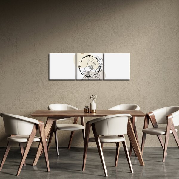 Slika - Bež cvijeće s leptirom N⁰3 (sa satom) (90x30 cm)