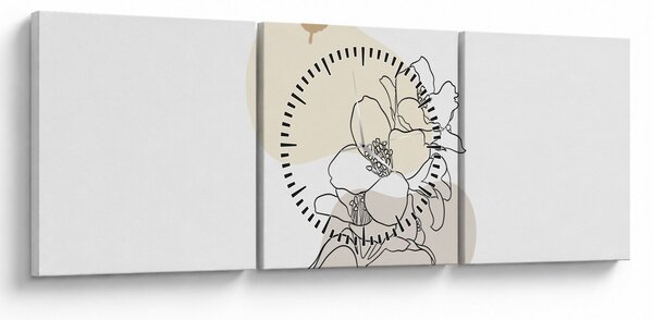 Slika - Bež cvijeće s leptirom N⁰3 (sa satom) (90x30 cm)